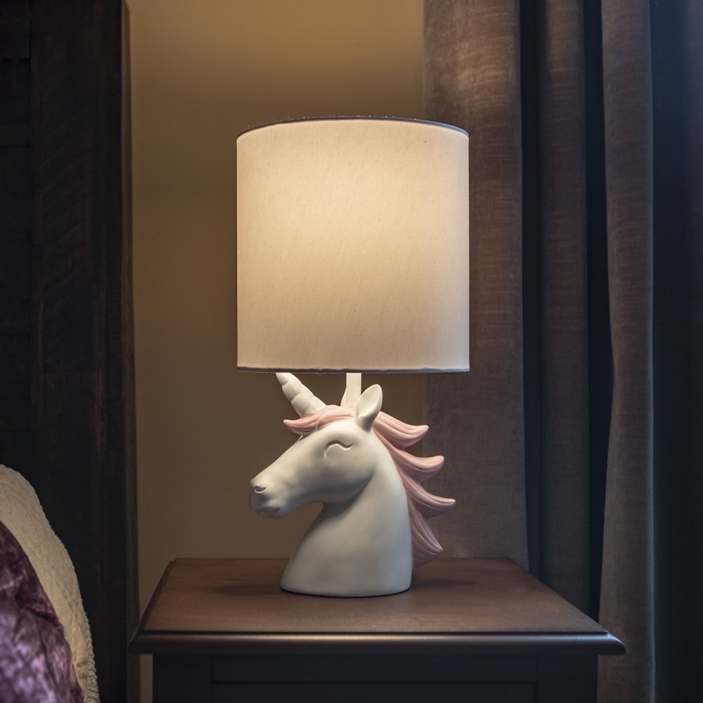 COPY - Kids Unicorn Poly Accent Table Lamp, White Finish